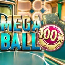 Official Live Dealer logo: Mega Ball 100x by Evolution at GoldSpin Casino